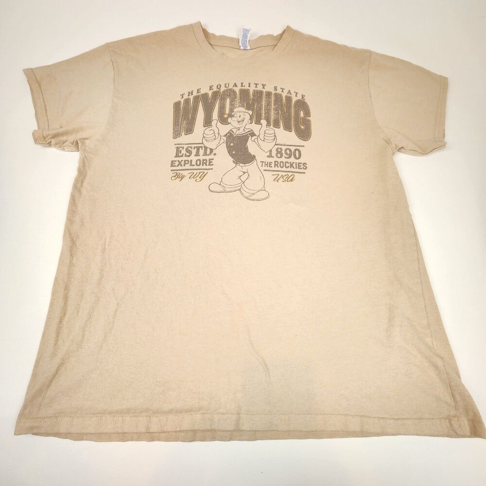 Wyoming Popeye Graphic T Shirt XL Beige The Equality State Rocky Mountains
